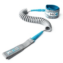 Premium Coiled SUP Leash 9' x 8 mm |SILVER AQUA